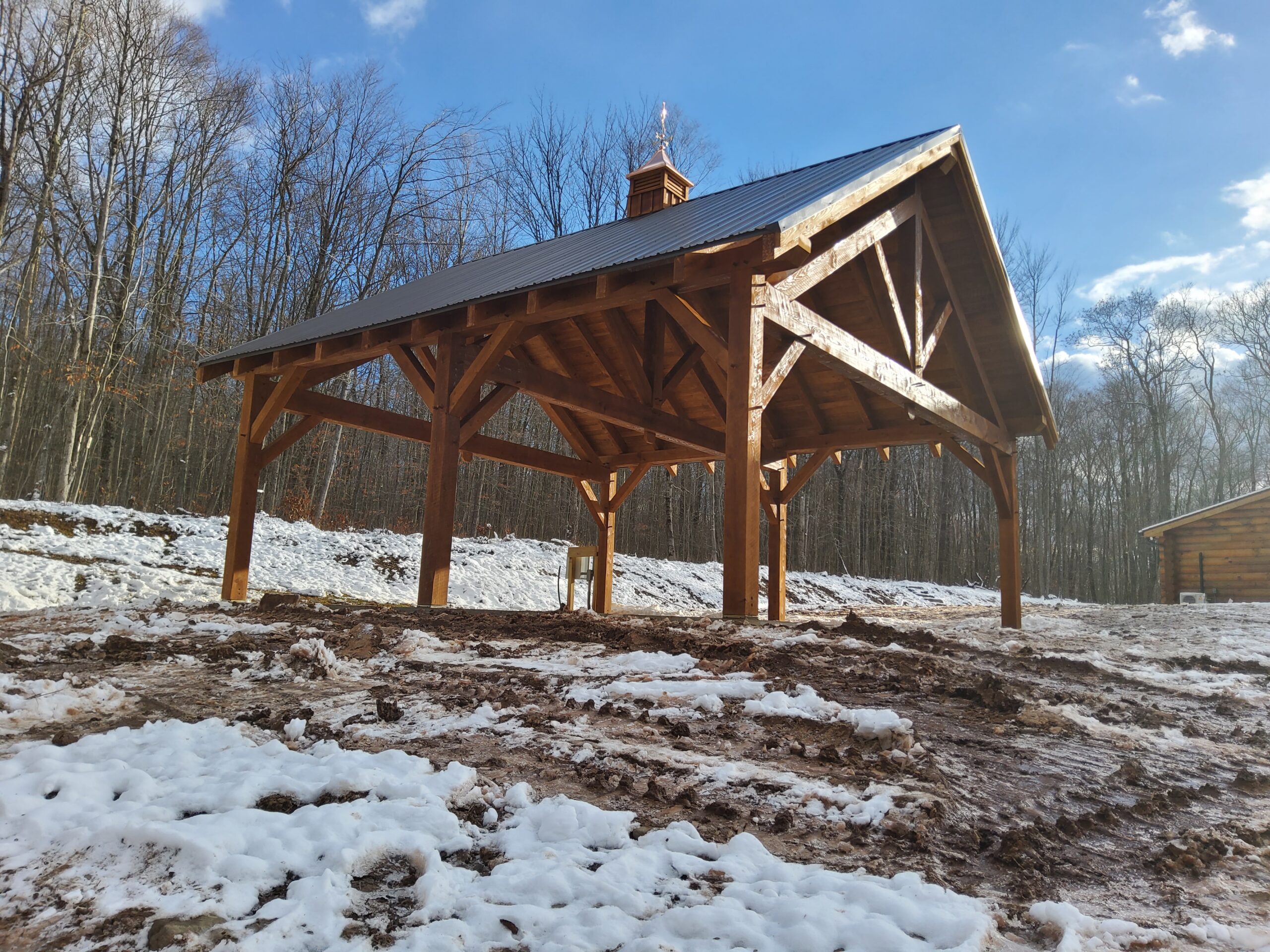 24×24 Timber Frame Pavilion with Cupola and Copper Weather Vein