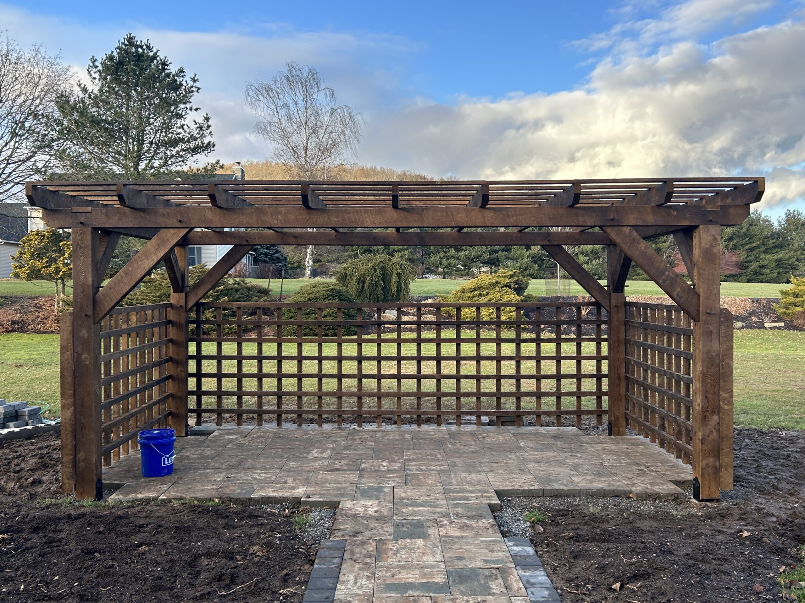 8×16 Timber Frame Pergola with Privacy
