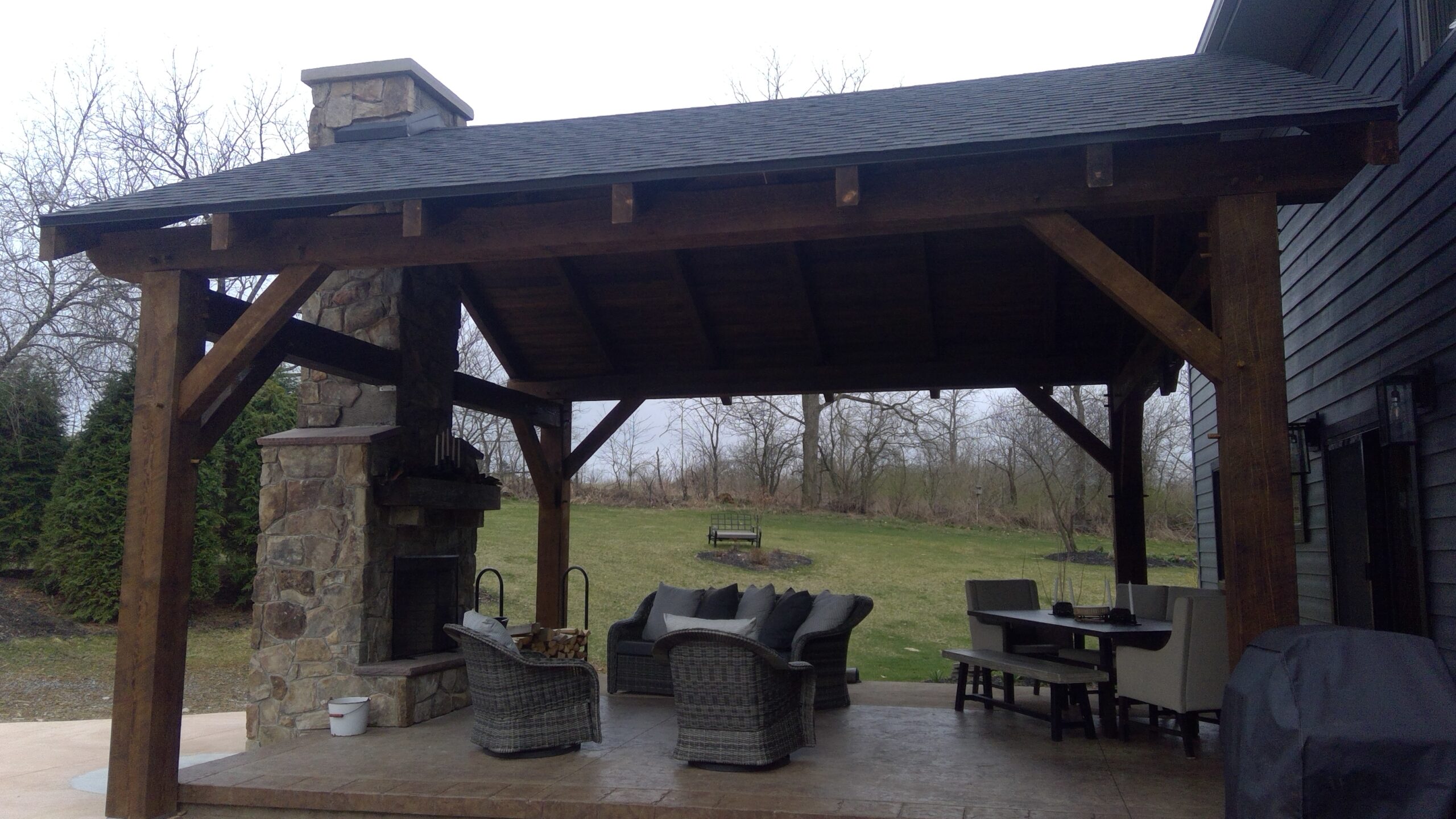 20×28 Timber Frame Pavilion and Fire Place — photo 3