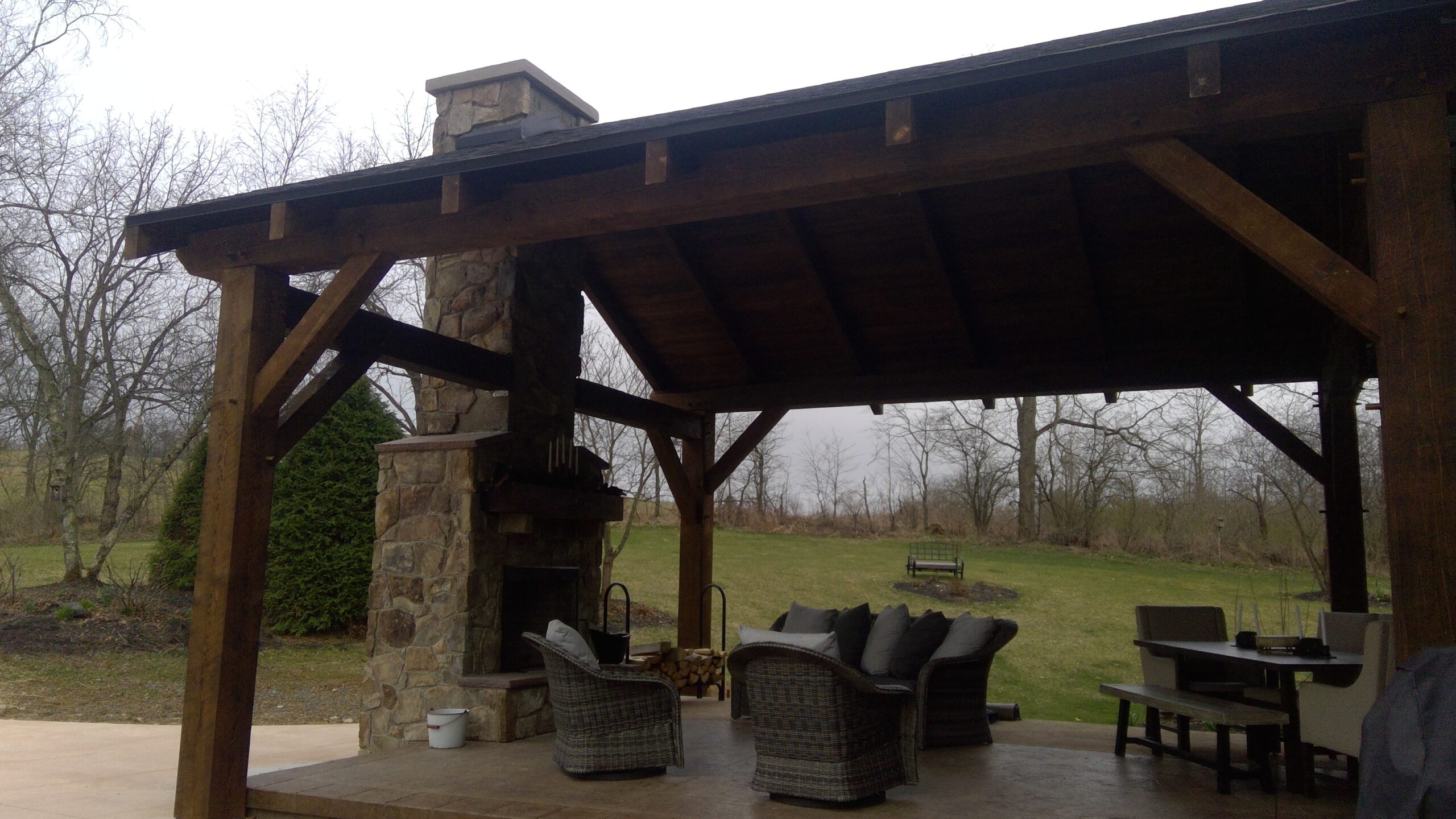 20×28 Timber Frame Pavilion and Fire Place — photo 4