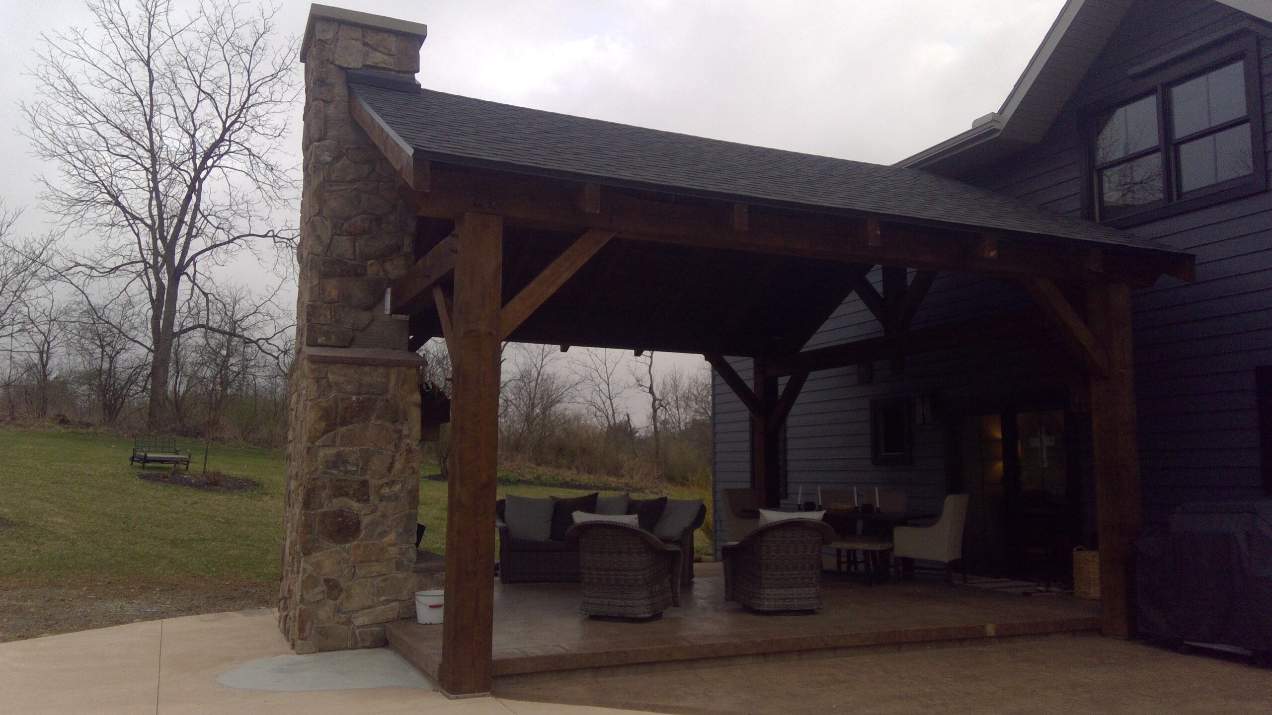20×28 Timber Frame Pavilion and Fire Place — photo 5