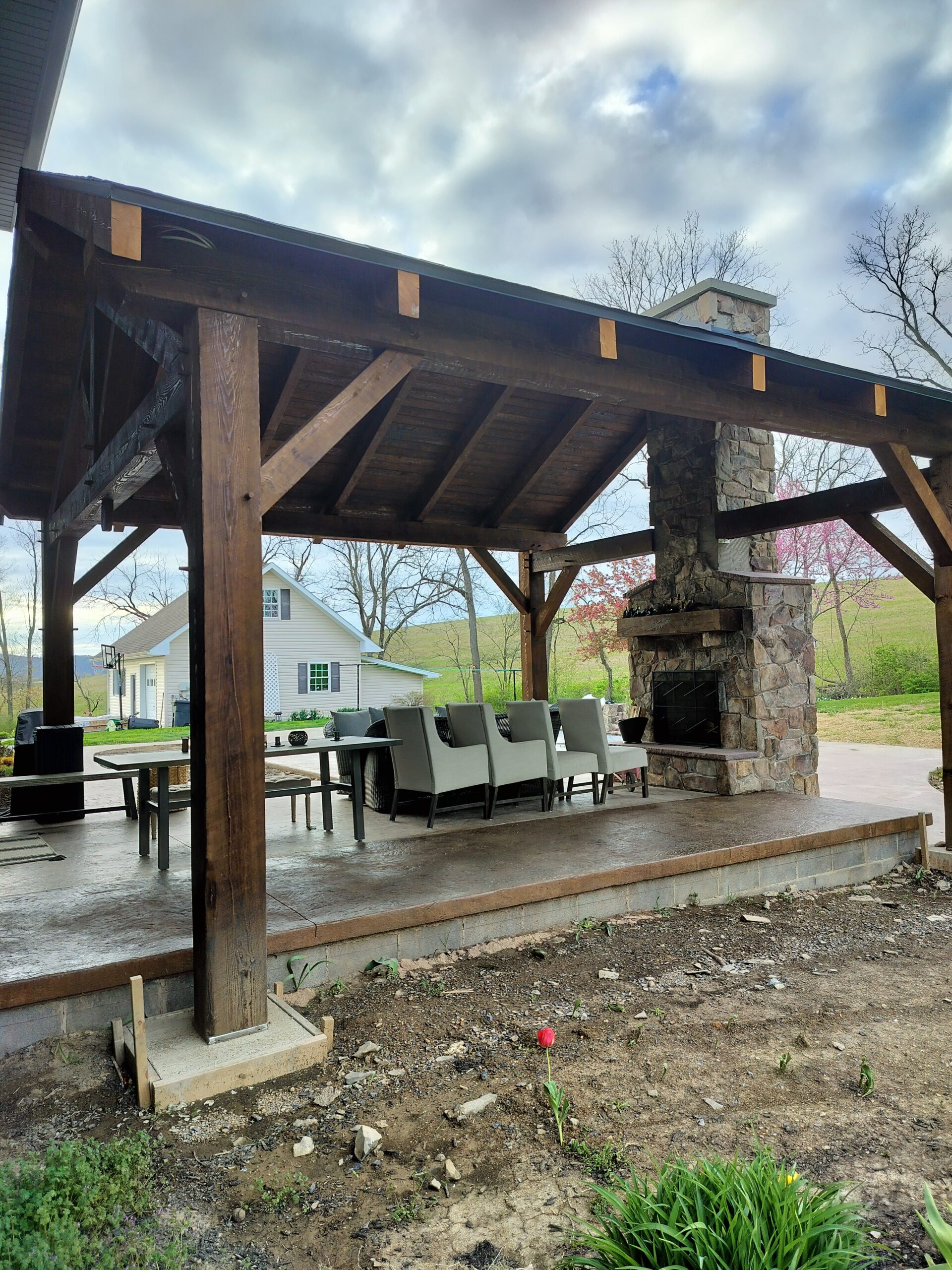 20×28 Timber Frame Pavilion and Fire Place — photo 6